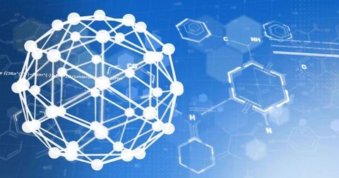 Futuristic Molecular Network Sphere Visualizing Data Connections and Chemical Structures