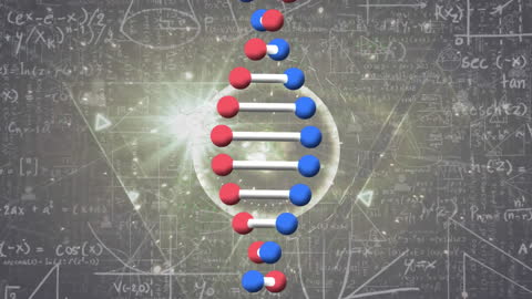 DNA Strand Overlay on Chalkboard Science Concepts