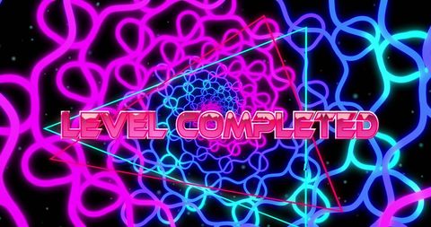 level completed neon light game design concept - Download Free Stock Images Pikwizard.com