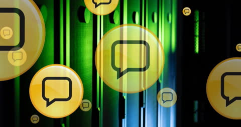 Digital Data Processing and Communication Icons Overlay