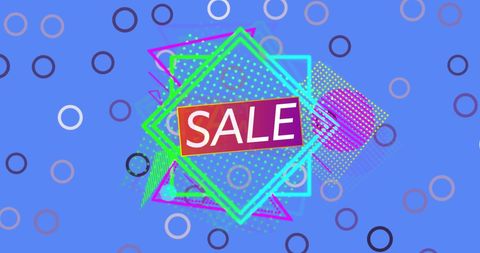 Vibrant Retro Sale Graphic with Geometric Shapes