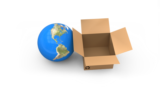 Transparent 3D Globe with Open Cardboard Box for Earth Recycling Concept - Download Free Stock Videos Pikwizard.com