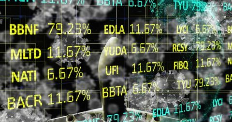 Financial Data and Virus Cells Symbolizing Pandemic Impact