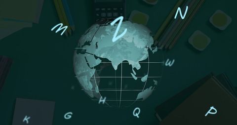 Floating Alphabets with Globe and School Supplies background - Download Free Stock Images Pikwizard.com