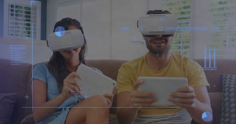 Couple Experiencing Virtual Reality Gaming in Enhanced Environment