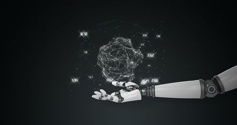 Robotic Hand Presenting Futuristic Digital Polygon Structure - Download Free Stock Images Pikwizard.com
