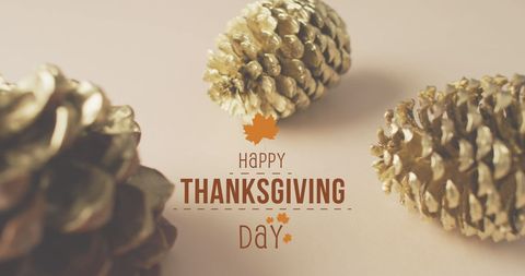 Thanksgiving Celebration Pine Cones with Festive Greeting - Download Free Stock Images Pikwizard.com