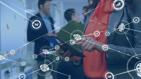 Businesswoman Embracing Digital Network Connectivity