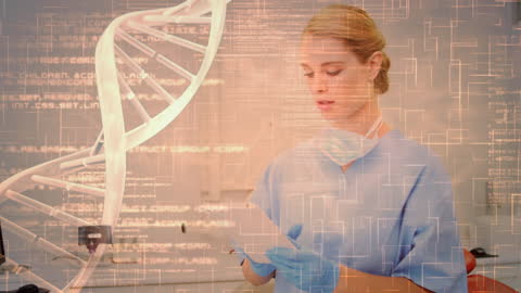 Female Medical Professional Analyzing Digital Data in Lab