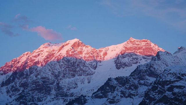 Alpine Mountain Ridge in Majestic Dawn Alpenglow