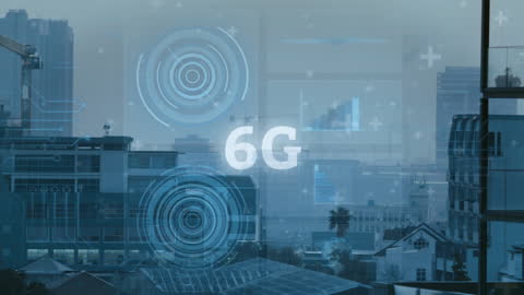 6G Technology Overlaid on Urban Skyline