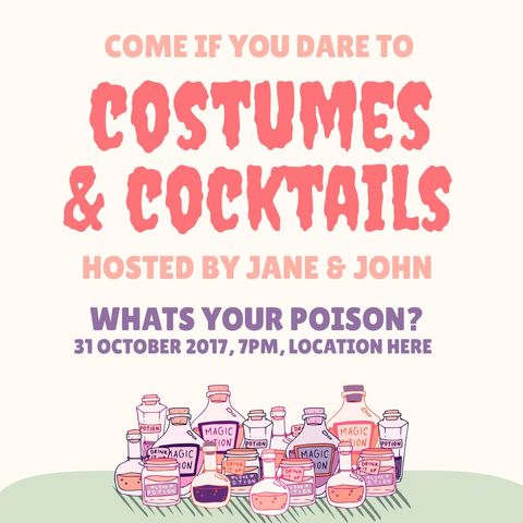 Whimsical Halloween Costume Party Invitation Template - Download Free Stock Templates Pikwizard.com