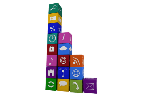 colorful digital icon blocks on transparent background - Download Free Stock Videos Pikwizard.com