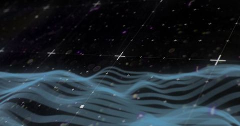 Digital Chaos Over Blue Waves and Crosses - Download Free Stock Images Pikwizard.com