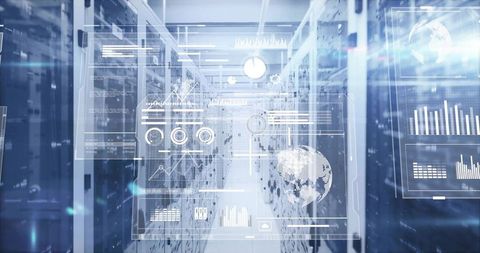 Futuristic Data Center with Digital Analytics and Connectivity