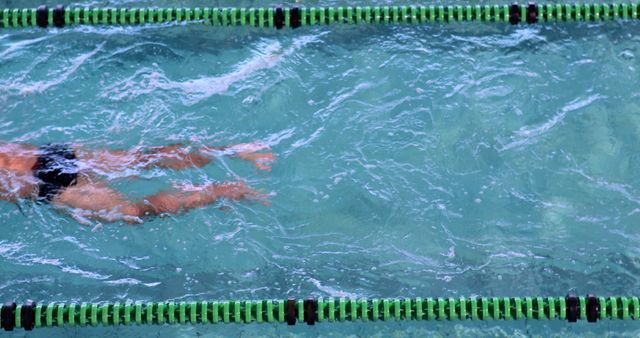 Swimmer Racing in Pool Lane from Aerial View - Download Free Stock Images Pikwizard.com