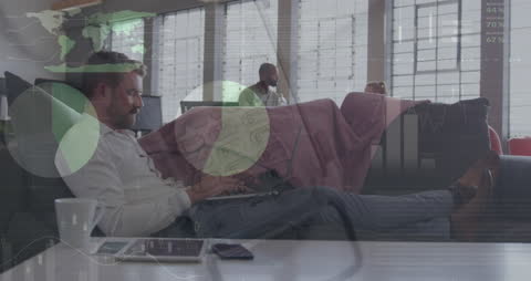 Businessman Analyzing Data with Futuristic Analytics Overlay