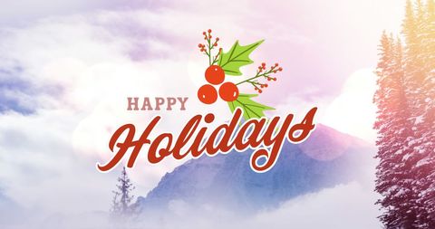 Festive Holiday Greeting Over Serene Winter Landscape - Download Free Stock Images Pikwizard.com