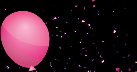 Floating Pink Balloon with Falling Confetti on Black Background - Download Free Stock Images Pikwizard.com