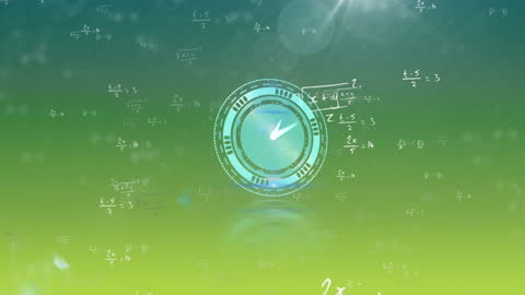 Digital Clock Animation with Mathematical Equations on Green Background