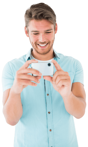 Smiling Man Holding Smartphone for Picture on Transparent Background - Download Free Stock Videos Pikwizard.com