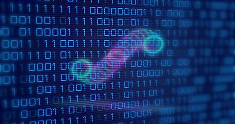 Binary Code with Abstract Holographic Circles Overlay - Download Free Stock Images Pikwizard.com