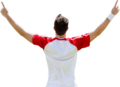 Football Player Celebrating Victory on Transparent Background