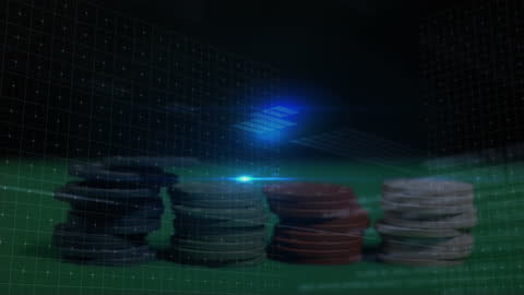 Casino Chips and Data Overlays with Digital Data Concept