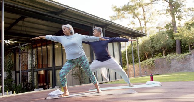 Senior Couple Practicing Yoga Outdoors in Backyard - Download Free Stock Images Pikwizard.com