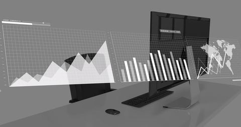 Futuristic Digital Interface Over Office Desk - Download Free Stock Images Pikwizard.com