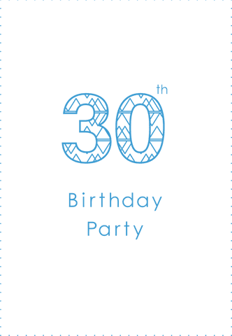Blue Patterned 30th Birthday Design on Transparent Background - Download Free Stock Videos Pikwizard.com