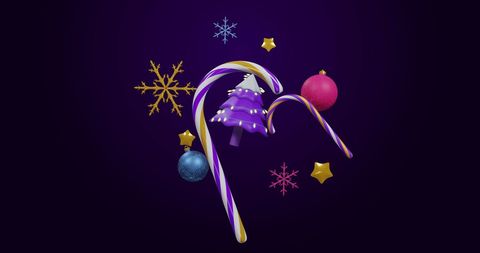 Festive Christmas Tree and Candy Canes with Decorations