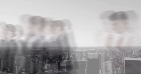 Blurred Business Figures in Motion Over Cityscape Background - Download Free Stock Images Pikwizard.com