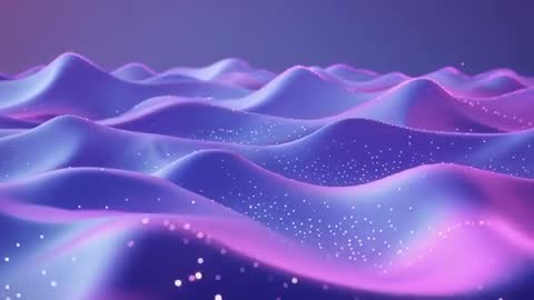 Abstract Digital Waves with Luminous Particles in Futuristic Blue and Purple