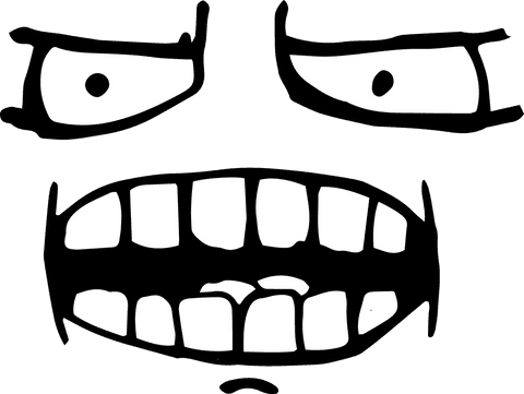 Transparent angry eyes and gritted teeth expression
