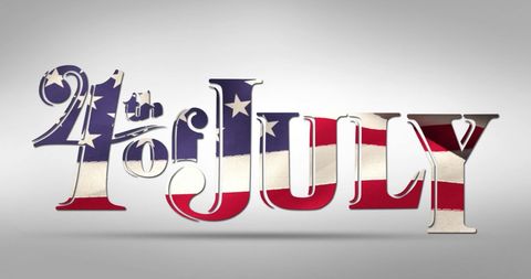 Patriotic 4th of July Text with Waving American Flag Graphics