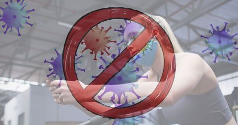 Gym hygiene concept: blocking coronavirus in fitness environment