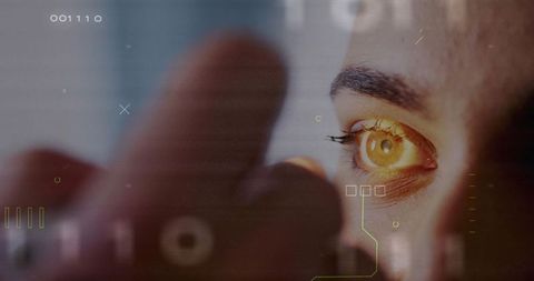 Futuristic biometric eye scan with digital interface