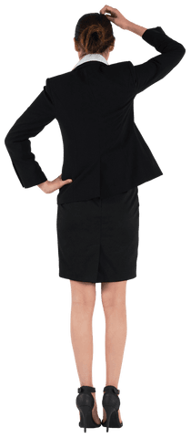 Transparent View of Businesswoman Thinking from Behind