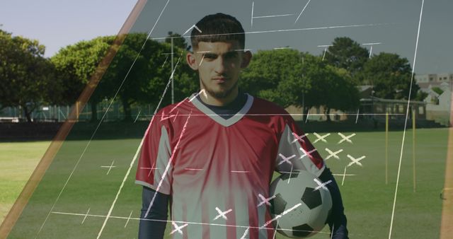 Young Soccer Player on Field with Tactical Charts Overlaid - Download Free Stock Images Pikwizard.com