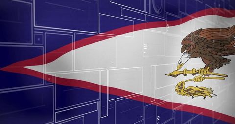 American Samoa Flag Displayed on Digital Grid Background