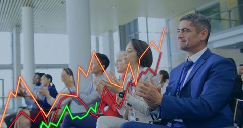 Financial Analytics Presentation with Clapping Business Professionals