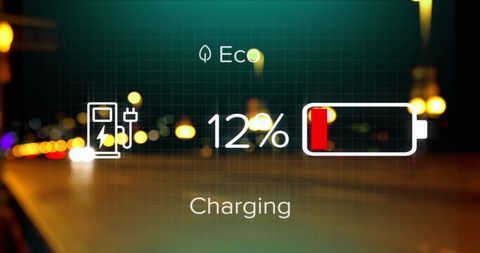 Digital display showing battery charging progress