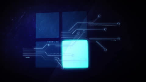 Futuristic Digital Circuit Connections on Glowing Panels