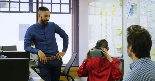 Colleagues Using Virtual Reality in Modern Office During Business Meeting - Download Free Stock Images Pikwizard.com