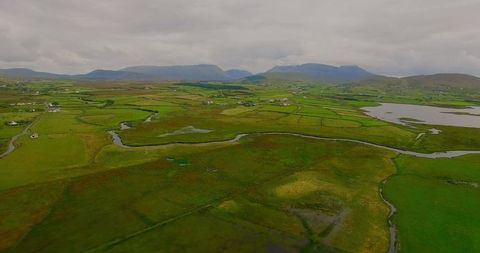 Pastoral Landscape with Meandering Stream and Farmhouses