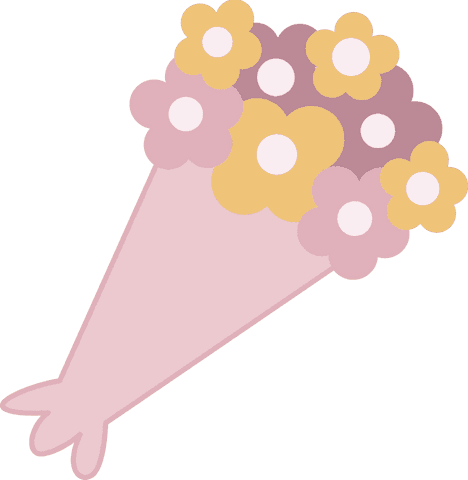 Wrapped Bouquet of Pastel Flowers on Transparent Background
