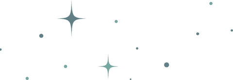 Abstract star shapes and circles pattern on transparent background