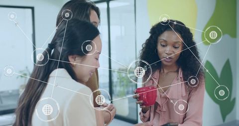 Modern Office Collaboration with Diverse Colleagues Network Concept