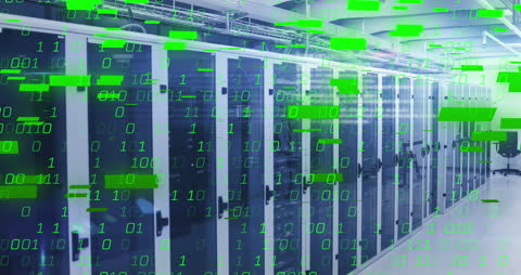 Digital Trails Over Modern Server Room Visualization